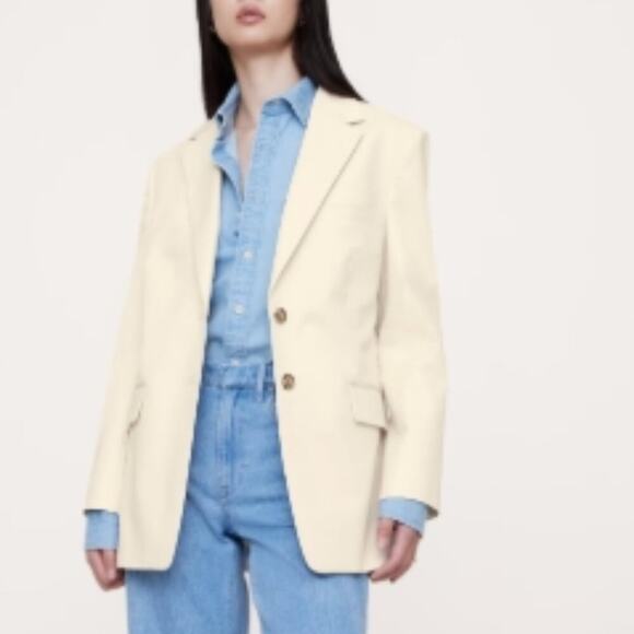 Banana Republic Oversized Cotton Blazer Transition Cream White - Picture 1 of 5